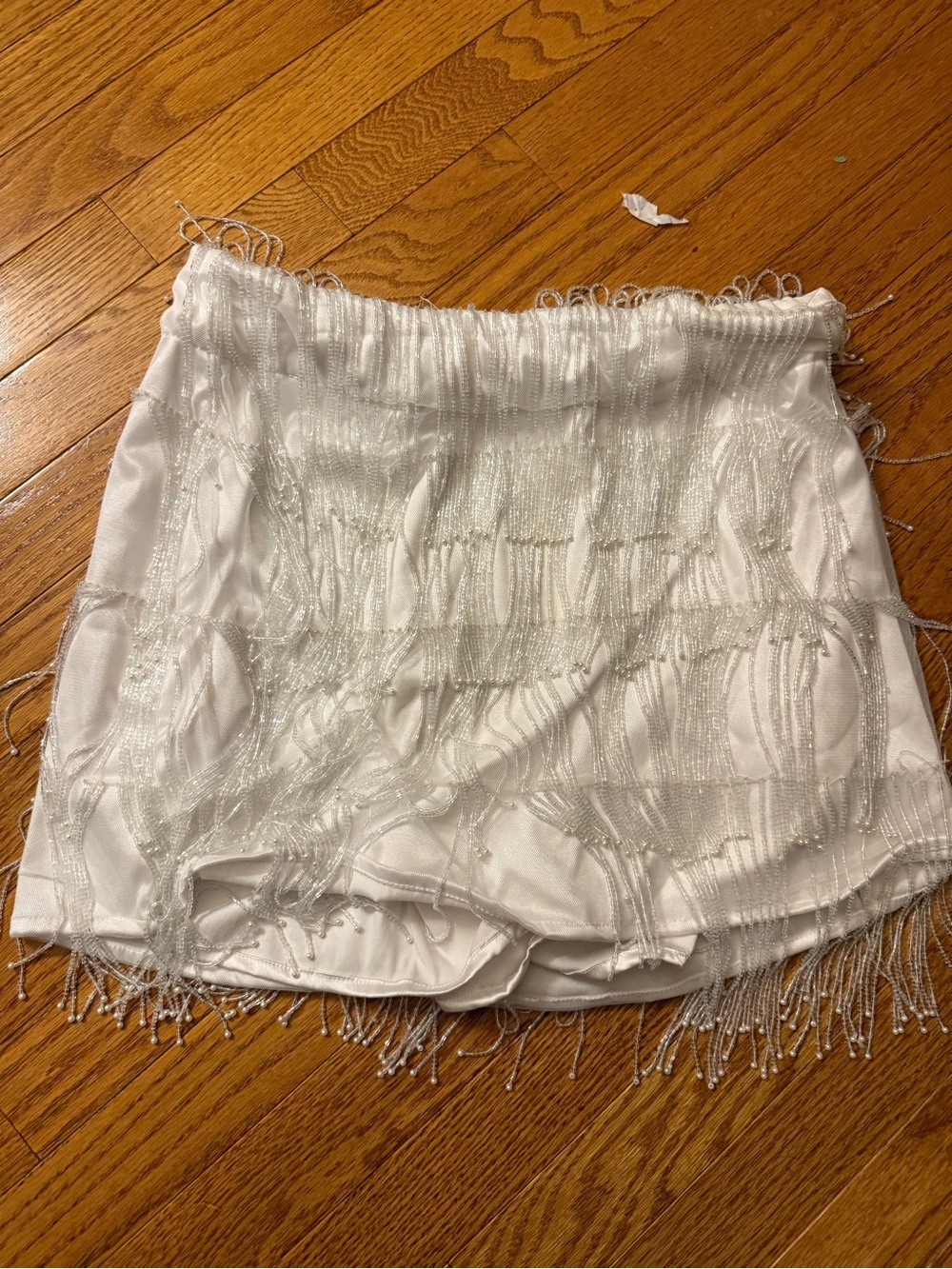 Show Me Your MuMu White Beaded Fringe Skort